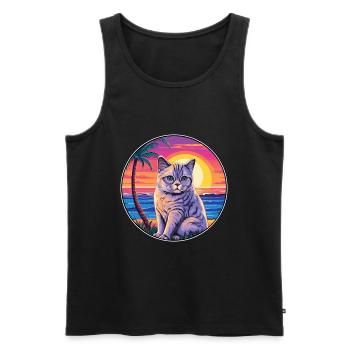 Britische Kurzhaarkatze Aquarell-Cartoon Kawaii - Männer Premium Bio Tank Top - Schwarz - Vorne - Michal (187cm)