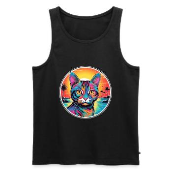 Brasilianische Kurzhaarkatze Aquarell-Cartoon Kawaii - Männer Premium Bio Tank Top - Schwarz - Vorne - AI Model Male 178 light (178cm)