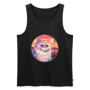 Colorpoint chat persan aquarelle dessin animé Kawaii - Débardeur bio Premium Homme - noir - Devant - Michal (187cm)