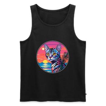 Égyptien Mau Chat Race Aquarelle Dessin Animé Kawaii - Débardeur bio Premium Homme - noir - Devant - Michal (187cm)