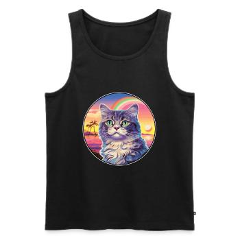 Highlander Katze Rasse Aquarell Karikatur Kawaii Haustier - Männer Premium Bio Tank Top - Schwarz - Vorne - Michal (187cm)