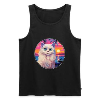 Race de chat Ragdoll aquarelle dessin animé Kawaii animal de compagnie - Débardeur bio Premium Homme - noir - Devant - Michal (187cm)