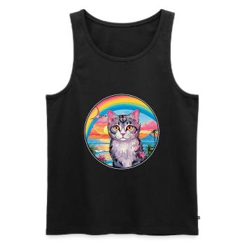 Selkirk Rex Katzenrasse Aquarell Cartoon Kawaii - Männer Premium Bio Tank Top - Schwarz - Vorne - AI Model Male 178 light (178cm)