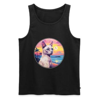 Tonkinois Chat Race Aquarelle Dessin Animé Kawaii Animal De Compagnie - Débardeur bio Premium Homme - noir - Devant - Michal (187cm)