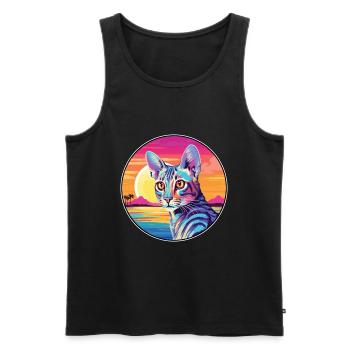 Savannah Cat Breed Watercolor Cartoon Kawaii Pet - Men's Premium Organic Tank Top - black - Front - Michal (187cm)