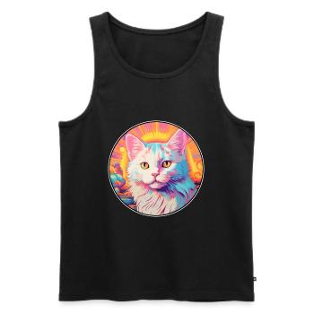 Turc Van Cat Race Aquarelle Dessin Animé Kawaii - Débardeur bio Premium Homme - noir - Devant - Michal (187cm)