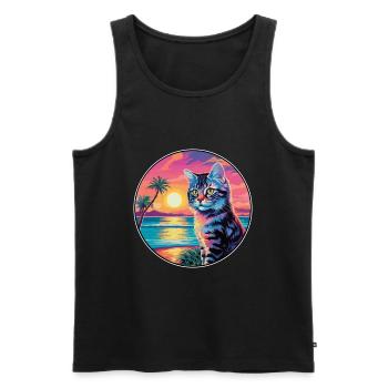 Kalifornische gesprenkelte Katze Aquarell Karikatur Kawaii - Männer Premium Bio Tank Top - Schwarz - Vorne - Michal (187cm)