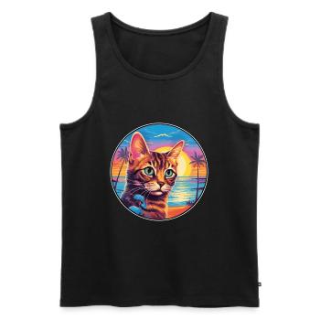 Havanna Braun Katze Rasse Aquarell Karikatur Kawaii - Männer Premium Bio Tank Top - Schwarz - Vorne - Michal (187cm)
