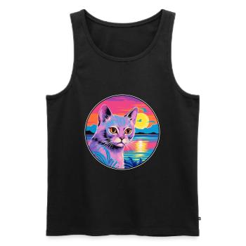 Korat Katzenrasse Aquarell Cartoon Kawaii Haustier - Männer Premium Bio Tank Top - Schwarz - Vorne - Michal (187cm)