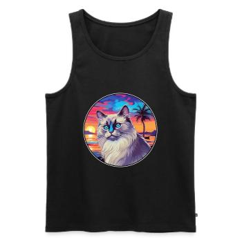 Race de chat Ragdoll aquarelle dessin animé Kawaii animal de compagnie - Débardeur bio Premium Homme - noir - Devant - Michal (187cm)