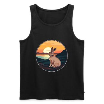 Rabbit Colorful Watercolor Cartoon Kawaii Animal - Men's Premium Organic Tank Top - black - Front - Michal (187cm)