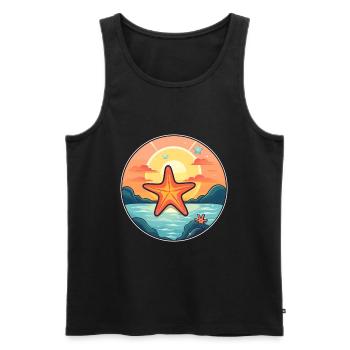 Étoile de mer coloré aquarelle dessin animé kawaii Animal - Débardeur bio Premium Homme - noir - Devant - Michal (187cm)