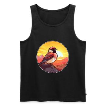 Moineau Aquarelle Colorée Dessin Animé Kawaii Animal - Débardeur bio Premium Homme - noir - Devant - AI Model Male 178 light (178cm)