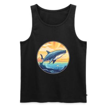 Blue Whale Colorful Watercolor Cartoon Kawaii Pet - Men's Premium Organic Tank Top - black - Front - AI Model Male 178 light (178cm)