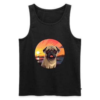 Mopshund buntes Aquarell Cartoon Kawaii Tier - Männer Premium Bio Tank Top - Schwarz - Vorne - AI Model Male 178 light (178cm)