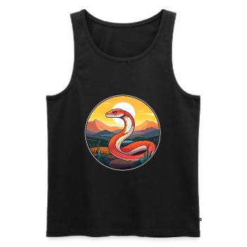Schlange bunte Aquarell-Karikatur Kawaii-Tier - Männer Premium Bio Tank Top - Schwarz - Vorne - Michal (187cm)