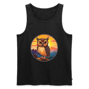 Owl Colorful Watercolor Cartoon Kawaii Animal - Men's Premium Organic Tank Top - black - Front - Michal (187cm)