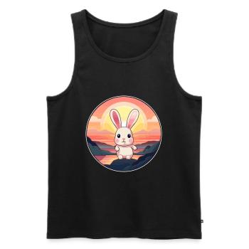Lapin Aquarelle Colorée Dessin Animé Kawaii Animal - Débardeur bio Premium Homme - noir - Devant - Michal (187cm)