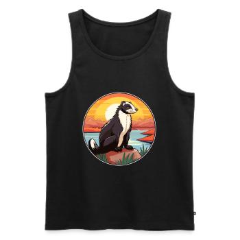 Skunk Aquarelle Colorée Dessin Animé Kawaii Animal - Débardeur bio Premium Homme - noir - Devant - AI Model Male 178 light (178cm)