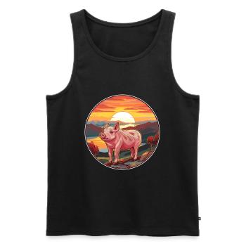 Boar Colorful Watercolor Cartoon Kawaii Animal - Men's Premium Organic Tank Top - black - Front - AI Model Male 178 light (178cm)