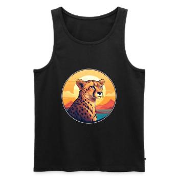 Gepard buntes Aquarell Cartoon Kawaii Tier - Männer Premium Bio Tank Top - Schwarz - Vorne - Michal (187cm)