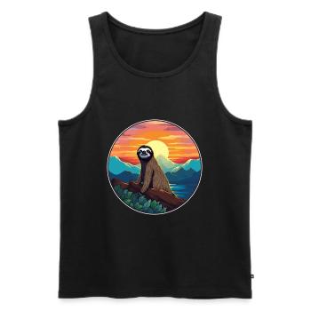 Faultier buntes Aquarell Cartoon Kawaii Tier - Männer Premium Bio Tank Top - Schwarz - Vorne - AI Model Male 178 light (178cm)