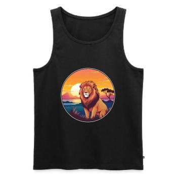 Lion Aquarelle Colorée Dessin Animé Kawaii Animal - Débardeur bio Premium Homme - noir - Devant - Michal (187cm)