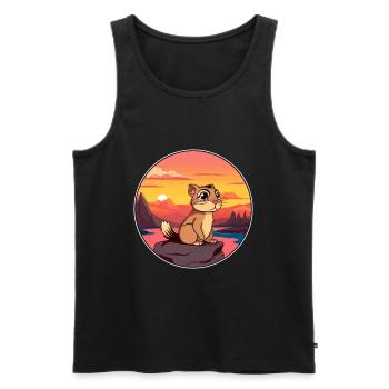 Chipmunk Colorful Watercolor Cartoon Kawaii Animal - Men's Premium Organic Tank Top - black - Front - AI Model Male 178 light (178cm)