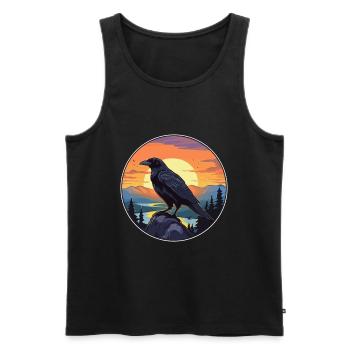 Crow Colorful Watercolor Cartoon Kawaii Animal - Men's Premium Organic Tank Top - black - Front - Michal (187cm)