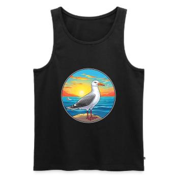 Seagull Colorful Watercolor Cartoon Kawaii Animal - Men's Premium Organic Tank Top - black - Front - Michal (187cm)