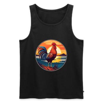 Hahn Buntes Aquarell Cartoon Kawaii Tier - Männer Premium Bio Tank Top - Schwarz - Vorne - AI Model Male 178 light (178cm)