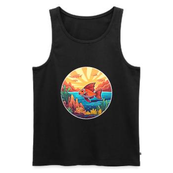 Coral Reef Fish Colorful Watercolor Cartoon Kawaii - Men's Premium Organic Tank Top - black - Front - AI Model Male 178 light (178cm)