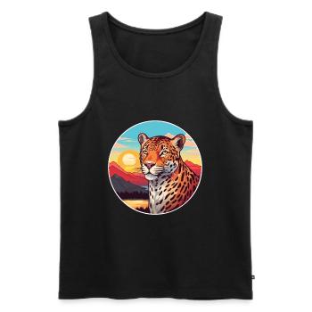 Jaguar Colorful Watercolor Cartoon Kawaii Animal - Men's Premium Organic Tank Top - black - Front - Michal (187cm)