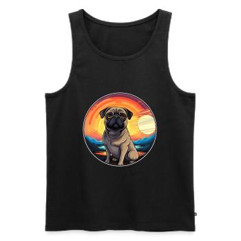 Mopshund buntes Aquarell Cartoon Kawaii Tier - Männer Premium Bio Tank Top - Schwarz - Vorne - AI Model Male 178 light (178cm)