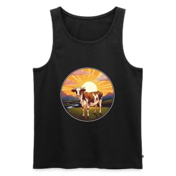 Kuh buntes Aquarell Cartoon Kawaii Tier - Männer Premium Bio Tank Top - Schwarz - Vorne - AI Model Male 178 light (178cm)