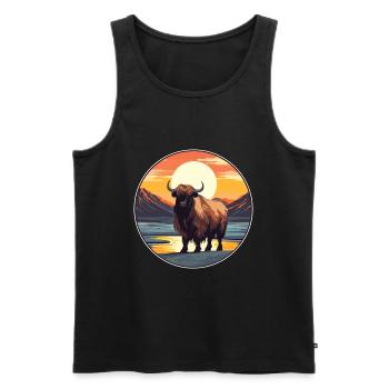Yak Aquarelle Colorée Dessin Animé Kawaii Animal - Débardeur bio Premium Homme - noir - Devant - Michal (187cm)
