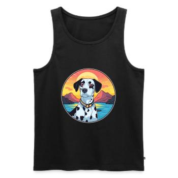 Dalmatinischer Hund Bunte Aquarell-Karikatur Kawaii - Männer Premium Bio Tank Top - Schwarz - Vorne - Michal (187cm)