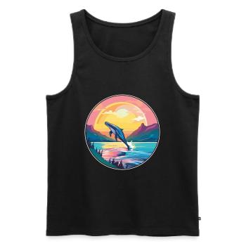Wal bunte Aquarell-Karikatur Kawaii-Tier - Männer Premium Bio Tank Top - Schwarz - Vorne - Michal (187cm)