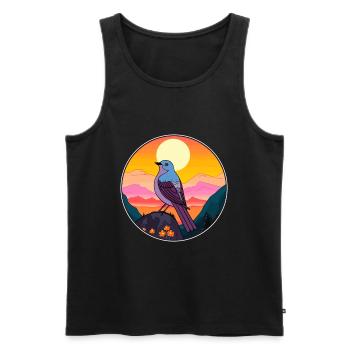 Cuckoo Colorful Watercolor Cartoon Kawaii Animal - Men's Premium Organic Tank Top - black - Front - Michal (187cm)
