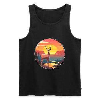 Cerf Aquarelle Colorée Dessin Animé Kawaii Animal - Débardeur bio Premium Homme - noir - Devant - Michal (187cm)