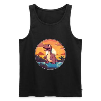 Dinosaure Aquarelle Colorée Dessin Animé Kawaii Animal - Débardeur bio Premium Homme - noir - Devant - Michal (187cm)