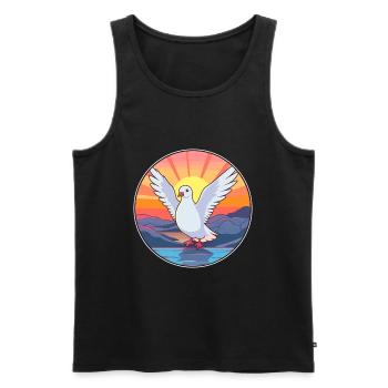 Colombe Aquarelle Colorée Dessin Animé Kawaii Animal - Débardeur bio Premium Homme - noir - Devant - Michal (187cm)