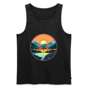 Libelle bunte Aquarell-Karikatur Kawaii Haustier - Männer Premium Bio Tank Top - Schwarz - Vorne - Michal (187cm)