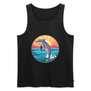 Delfin buntes Aquarell Cartoon Kawaii Tier - Männer Premium Bio Tank Top - Schwarz - Vorne - AI Model Male 178 light (178cm)