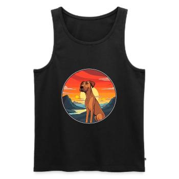 Chien Aquarelle Colorée Dessin Animé Kawaii Animal - Débardeur bio Premium Homme - noir - Devant - Michal (187cm)