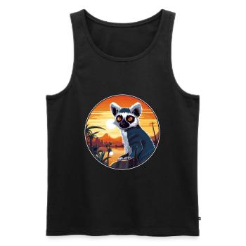Lemur Colorful Watercolor Cartoon Kawaii Animal - Men's Premium Organic Tank Top - black - Front - Michal (187cm)