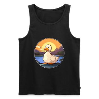 Ente buntes Aquarell Cartoon Kawaii Tier - Männer Premium Bio Tank Top - Schwarz - Vorne - AI Model Male 178 light (178cm)