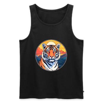 Tiger Colorful Watercolor Cartoon Kawaii Animal - Men's Premium Organic Tank Top - black - Front - AI Model Male 178 light (178cm)