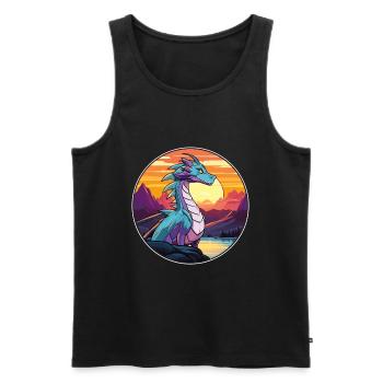 Dragon Aquarelle Colorée Dessin Animé Kawaii Animal - Débardeur bio Premium Homme - noir - Devant - Michal (187cm)