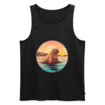 Morse aquarelle colorée dessin animé Kawaii Animal - Débardeur bio Premium Homme - noir - Devant - Michal (187cm)